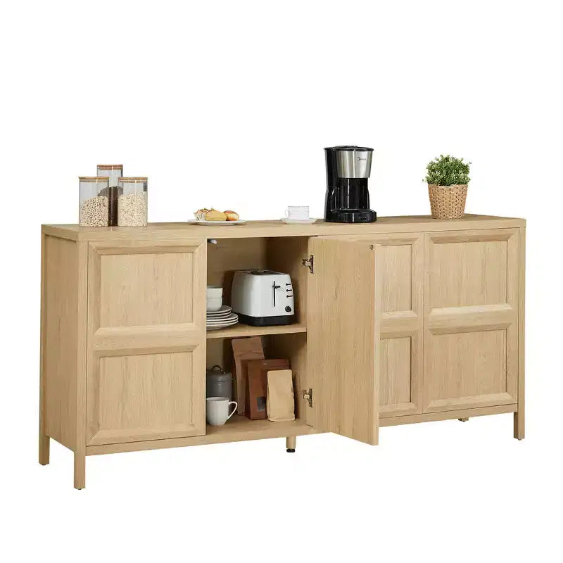 Buffet moderne Zeus & Ruta 67 avec portes Tip-On, charnières à fermeture amortie et fixation murale anti-basculement