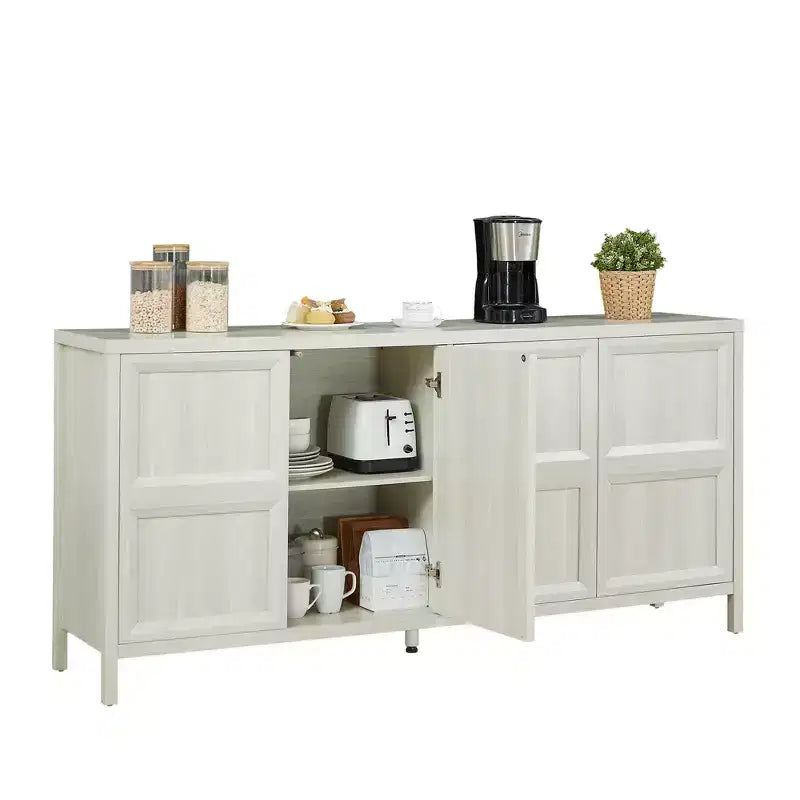 Buffet moderne Zeus & Ruta 67 avec portes Tip-On, charnières à fermeture amortie et fixation murale anti-basculement