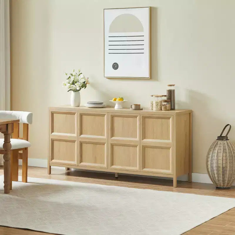 Buffet moderne Zeus & Ruta 67 avec portes Tip-On, charnières à fermeture amortie et fixation murale anti-basculement