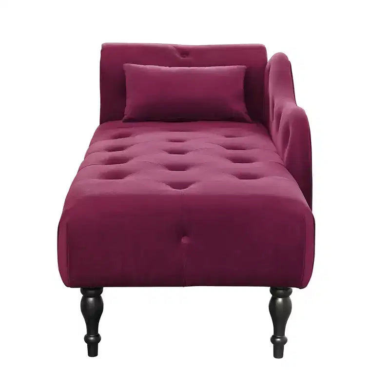 GDFStudio Aijia Moderne 61 Chaise longue en velours avec accoudoir gauche, capitonnage et 1 oreiller