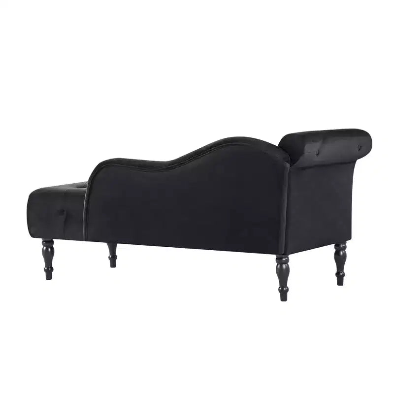 GDFStudio Aijia Moderne 61 Chaise longue en velours avec accoudoir gauche, capitonnage et 1 oreiller