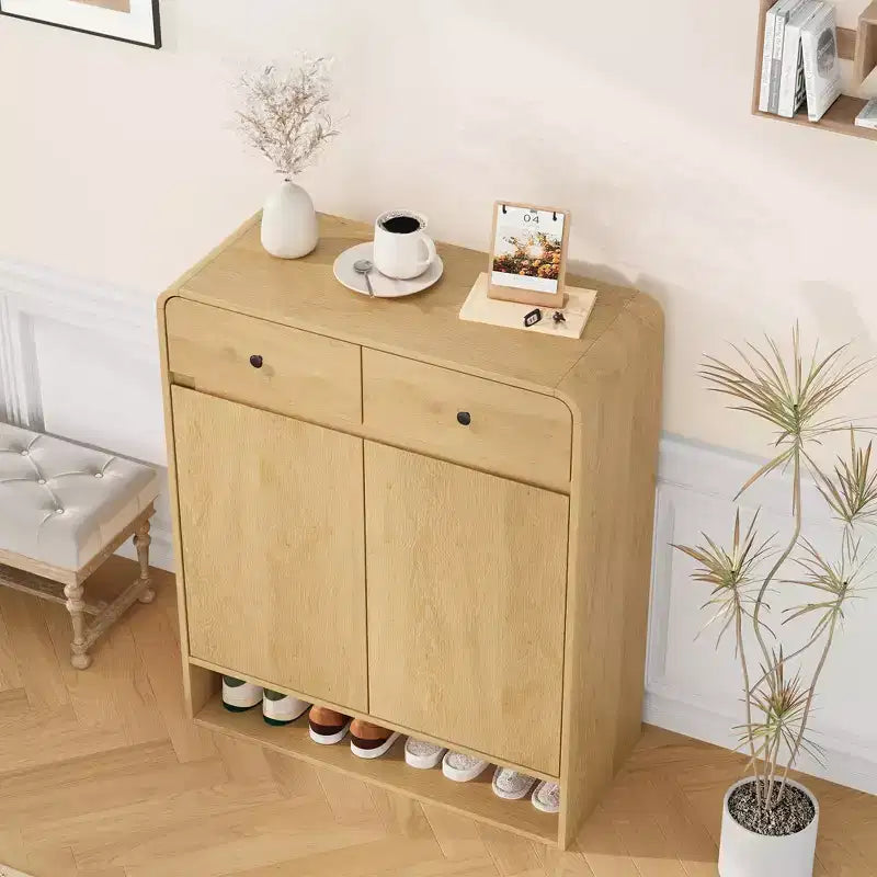 Meuble à chaussures étroit avec 2 tiroirs et 2 portes pour entrée et petits espaces