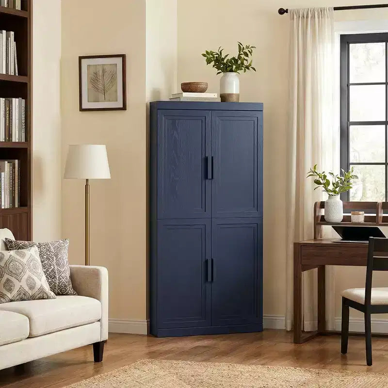 Meuble d'angle Dovelina avec étagères réglables, buffet, meuble à vin, meuble de cuisine et de salle à manger avec portes en bois - 31H x 31L, 36H x 31L