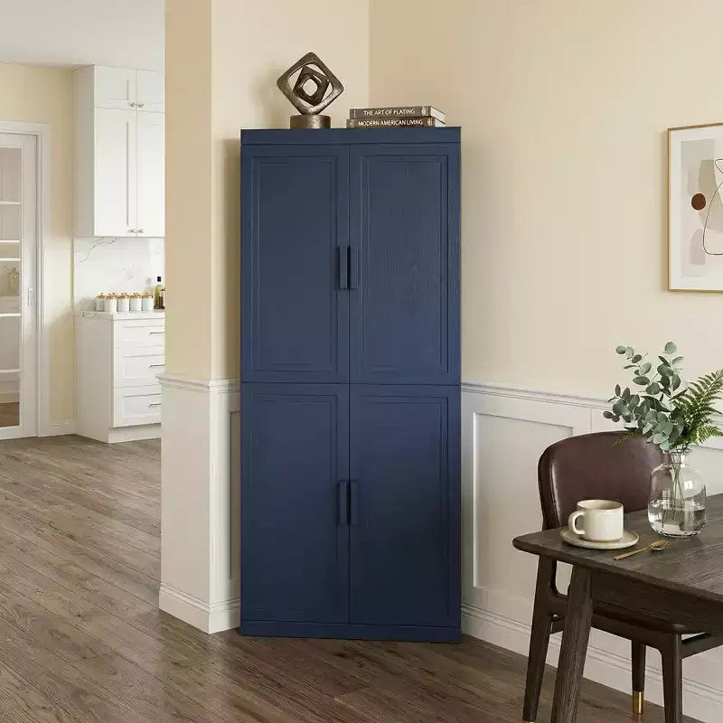 Meuble d'angle Dovelina avec étagères réglables, buffet, meuble à vin, meuble de cuisine et de salle à manger avec portes en bois - 31H x 31L, 36H x 31L