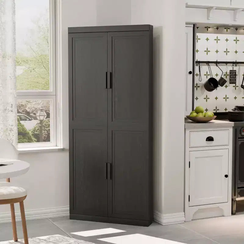 Meuble d'angle Dovelina avec étagères réglables, buffet, meuble à vin, meuble de cuisine et de salle à manger avec portes en bois - 31H x 31L, 36H x 31L