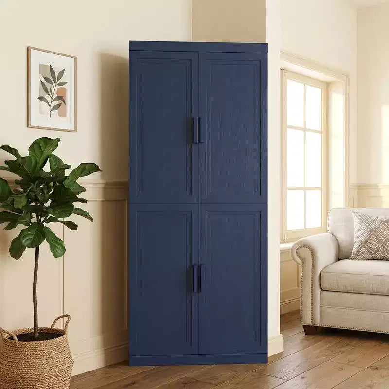 Meuble d'angle Dovelina avec étagères réglables, buffet, meuble à vin, meuble de cuisine et de salle à manger avec portes en bois - 31H x 31L, 36H x 31L