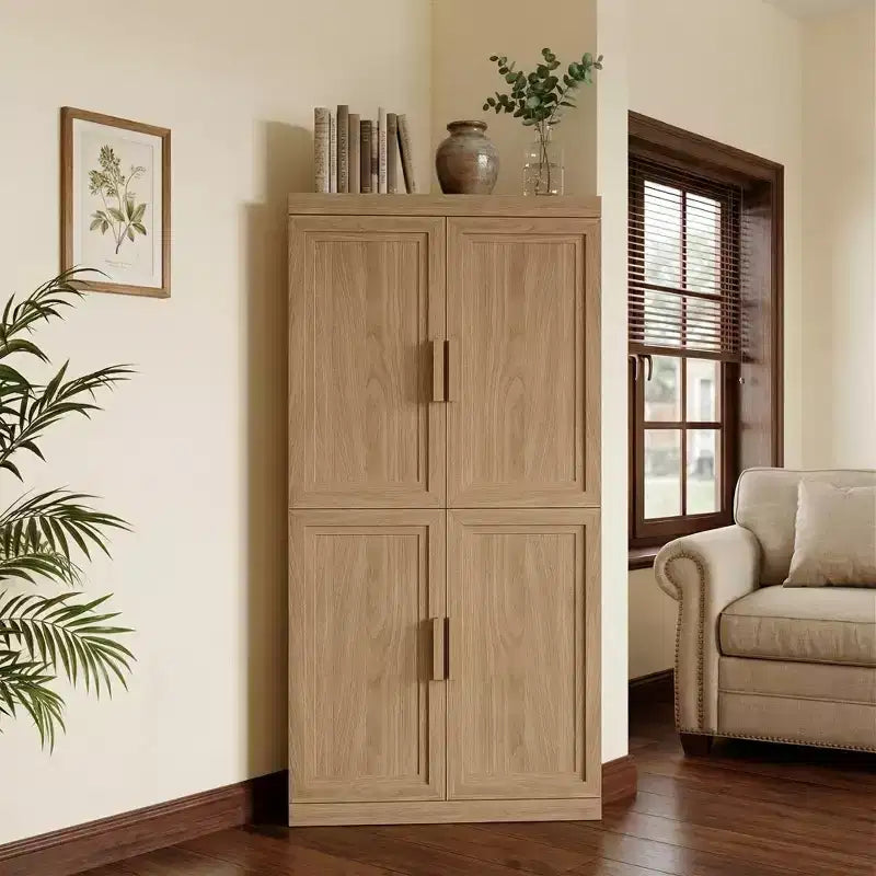 Meuble d'angle Dovelina avec étagères réglables, buffet, meuble à vin, meuble de cuisine et de salle à manger avec portes en bois - 31H x 31L, 36H x 31L