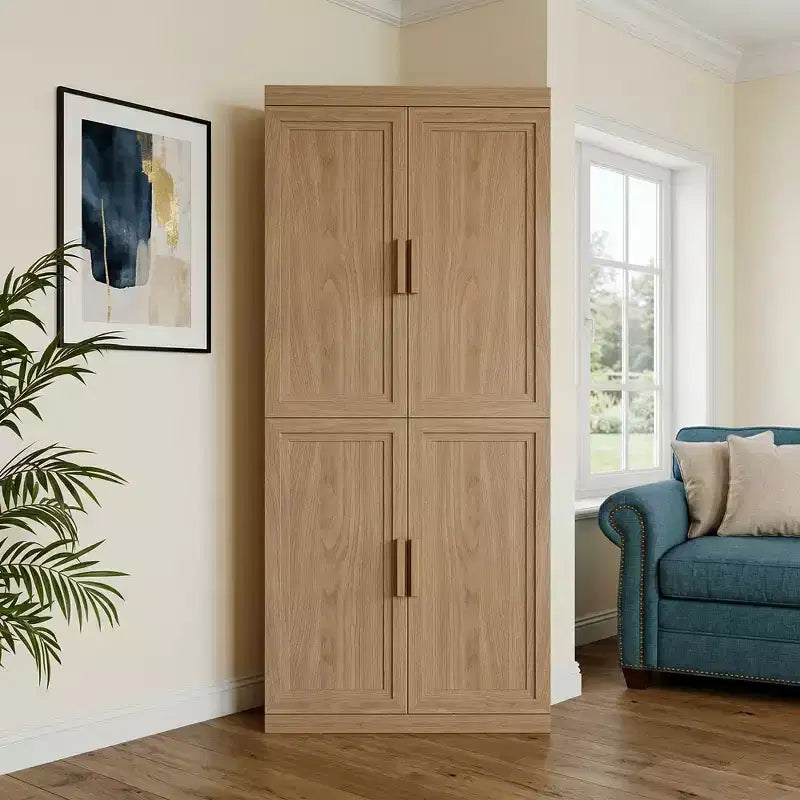 Meuble d'angle Dovelina avec étagères réglables, buffet, meuble à vin, meuble de cuisine et de salle à manger avec portes en bois - 31H x 31L, 36H x 31L