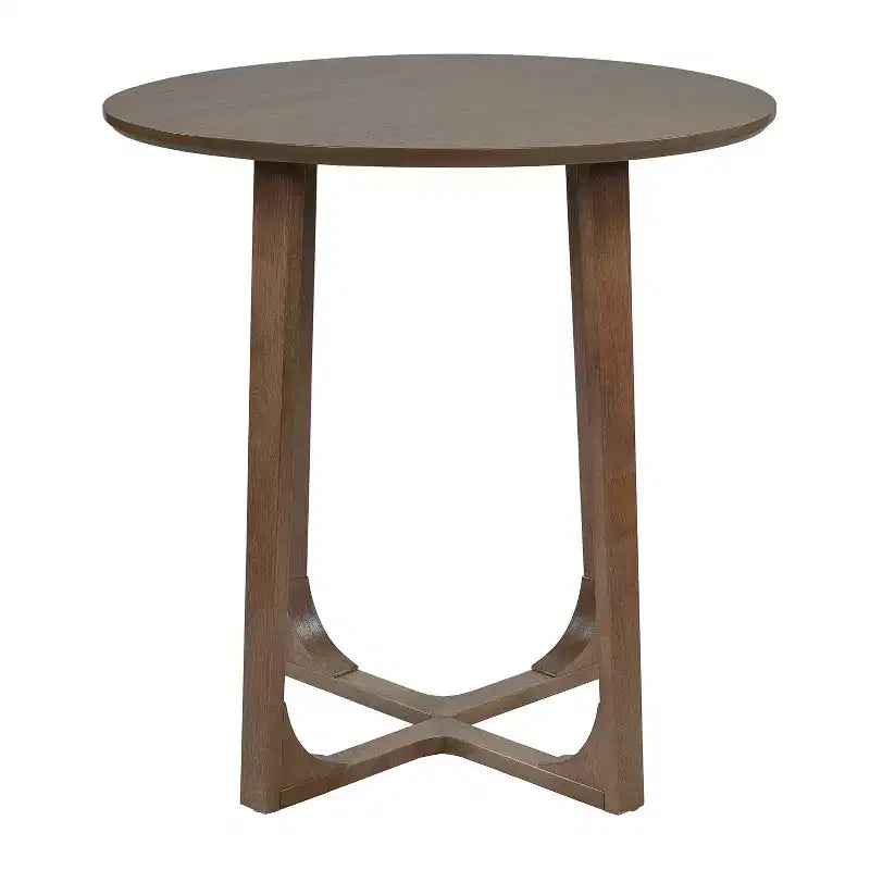 Christopher Knight Home Kenta Table de bar ronde moderne en bois d'hévéa de 89 cm de hauteur avec piètement géométrique à plusieurs pieds