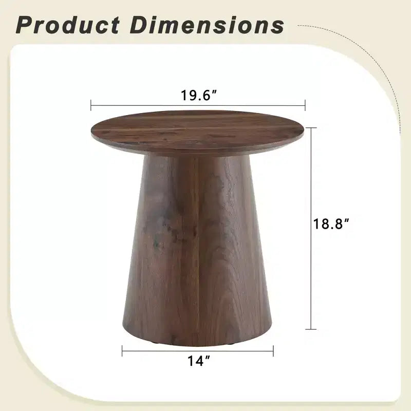 Table basse circulaire en MDF avec motif noyer, de la marque "Fun little toys", diamètre 49,8 cm, hauteur 47,8 cm, en bois de noyer.