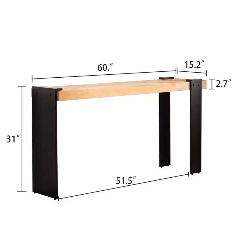 Console Ralph 60 de GDFStudio, style industriel rustique, en bois, avec pieds en faux métal rouillé vieilli