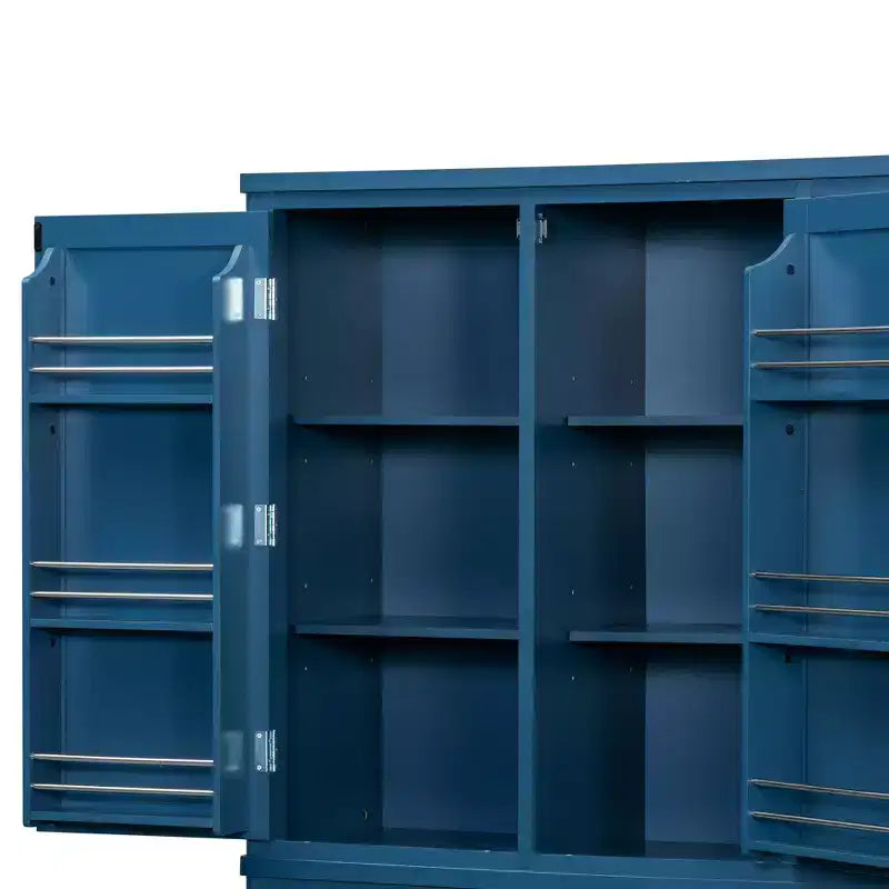Garde-manger de cuisine autoportant de 74,8H, Armoire de rangement de style ferme avec étagères de porte, étagères réglables, plateaux coulissants et tiroirs - ModernLuxe