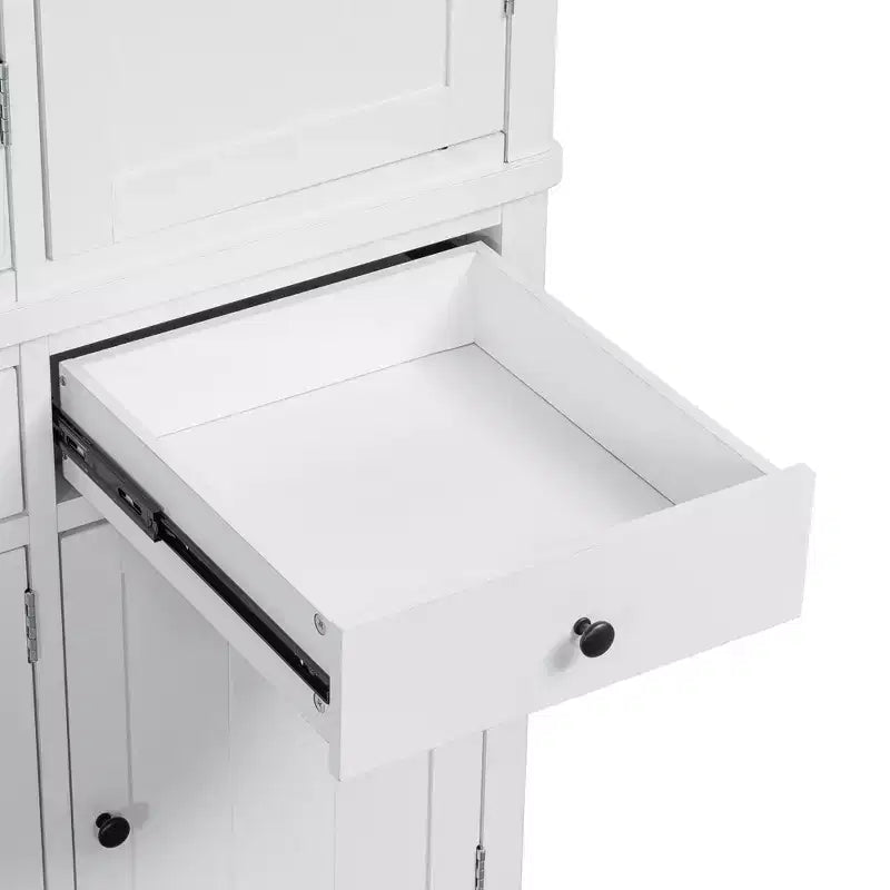 Garde-manger de cuisine autoportant de 74,8H, Armoire de rangement de style ferme avec étagères de porte, étagères réglables, plateaux coulissants et tiroirs - ModernLuxe