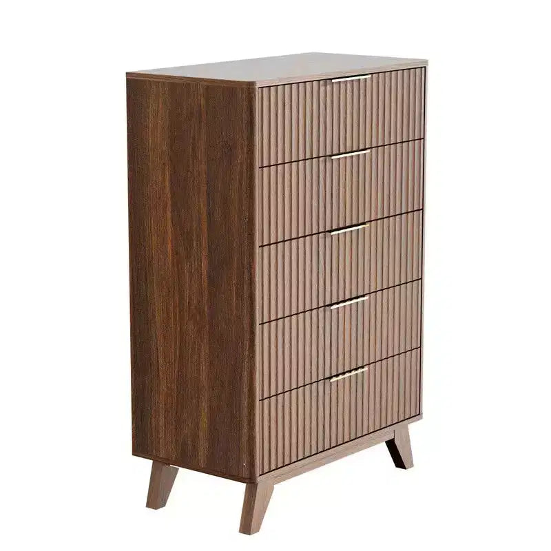 Karl Home Commode 5 Tiroirs Grille Panneaux de Particules P2 Panneaux de Fibres 30 po L.