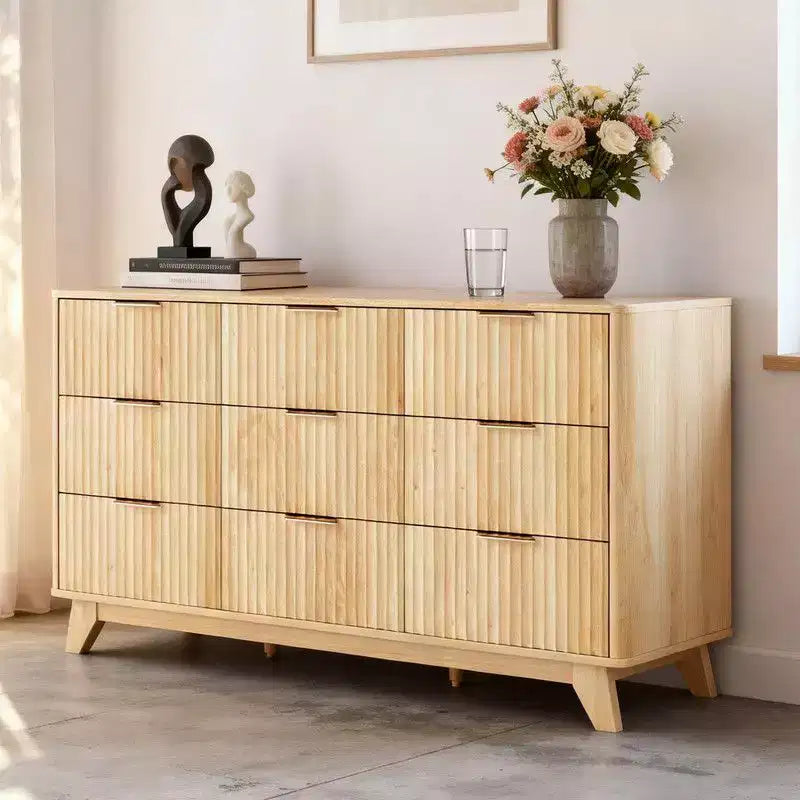 Commode Karl Home 57 po, 9 tiroirs, motif quadrillé