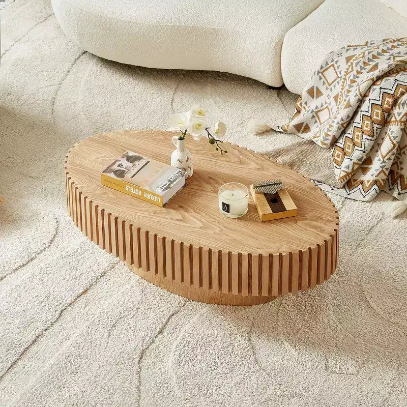 Meuble TV moderne JVNOXK pour téléviseur de 80 pouces avec 3 portes, grand meuble de rangement pour salon, chambre, bois naturel