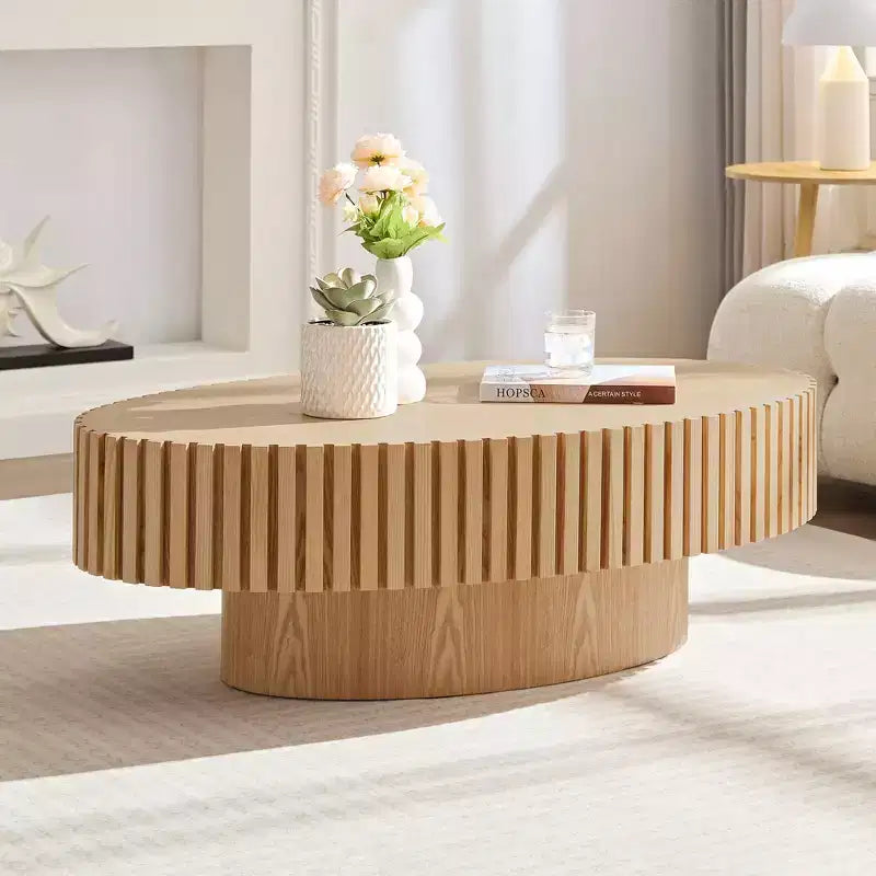 Meuble TV moderne JVNOXK pour téléviseur de 80 pouces avec 3 portes, grand meuble de rangement pour salon, chambre, bois naturel
