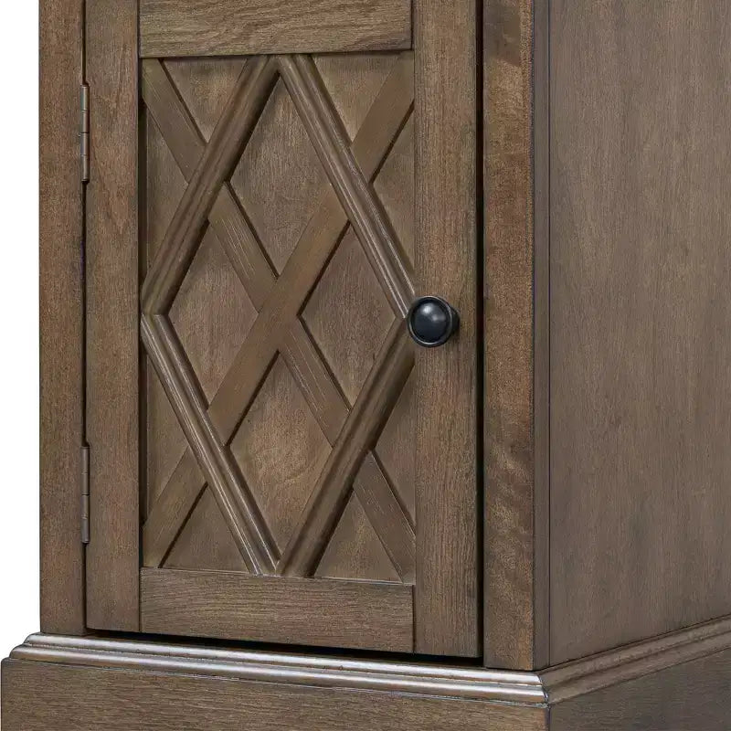 Table d'appoint classique, Table de chevet avec station de recharge, tiroir, armoire de rangement pour salon et chambre - ModernLuxe