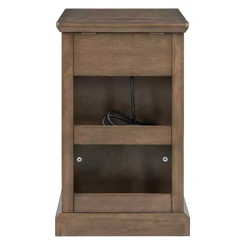 Table d'appoint classique, Table de chevet avec station de recharge, tiroir, armoire de rangement pour salon et chambre - ModernLuxe