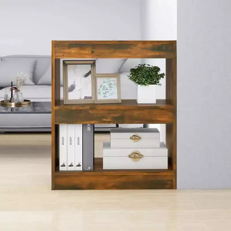 vidaXL Bibliothèque chêne fumé Bois d'ingénierie Bibliothèque de taille moyenne