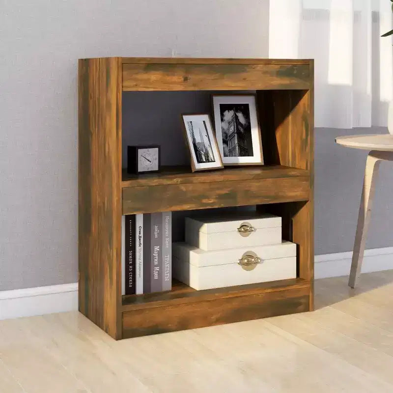 vidaXL Bibliothèque chêne fumé Bois d'ingénierie Bibliothèque de taille moyenne