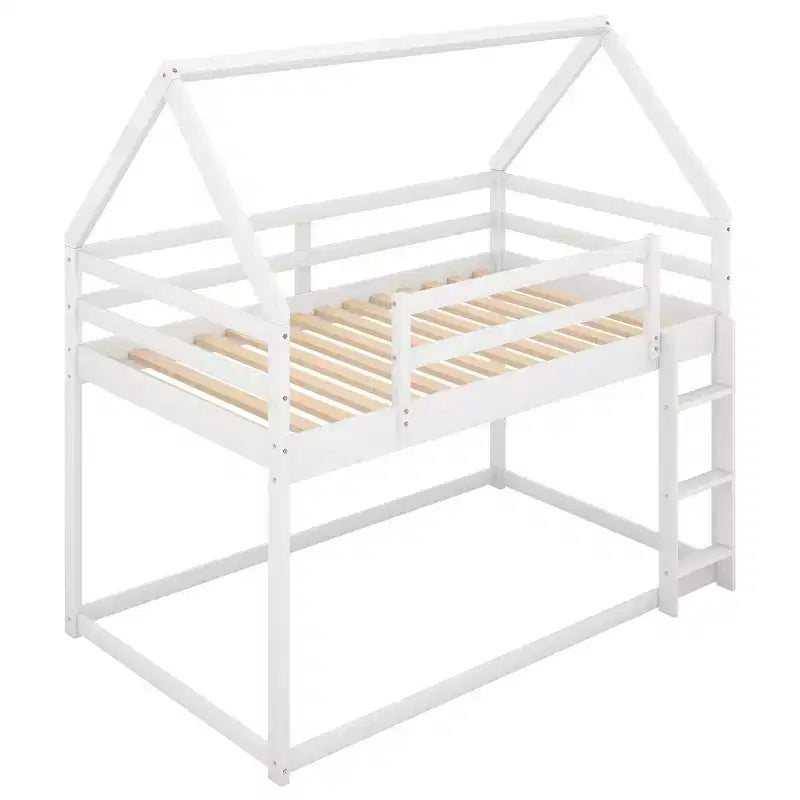Lit en bois FAMYYT, taille double, avec échelle, montage facile