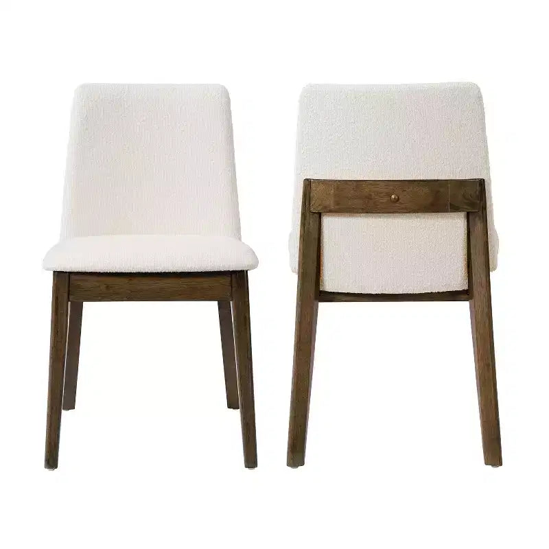 Chaises de salle à manger ModernLuxe, chaises d'appoint sans accoudoirs en bois d'hévéa avec siège rembourré - Lot de 2