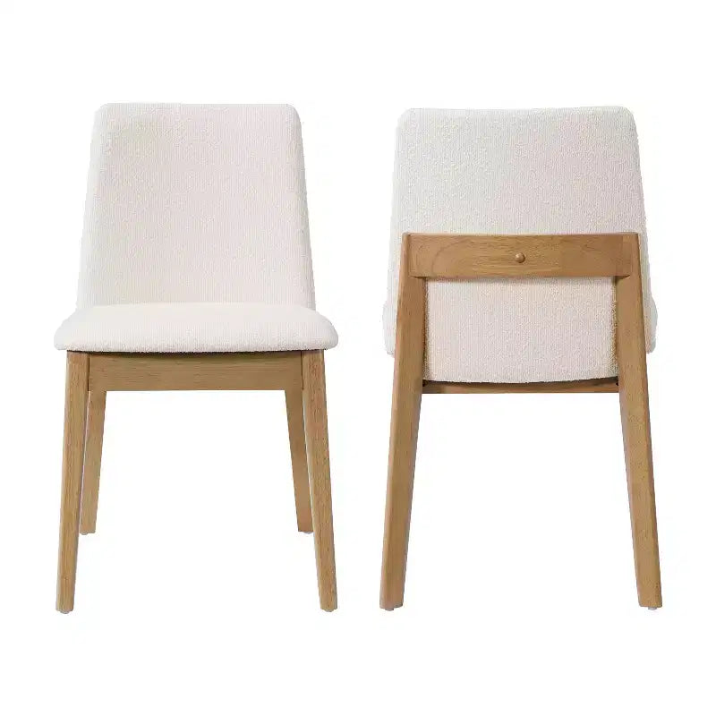 Chaises de salle à manger ModernLuxe, chaises d'appoint sans accoudoirs en bois d'hévéa avec siège rembourré - Lot de 2