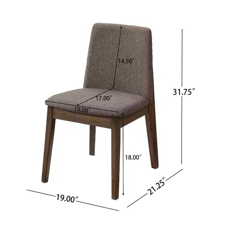 Chaises de salle à manger ModernLuxe, chaises d'appoint sans accoudoirs en bois d'hévéa avec siège rembourré - Lot de 2