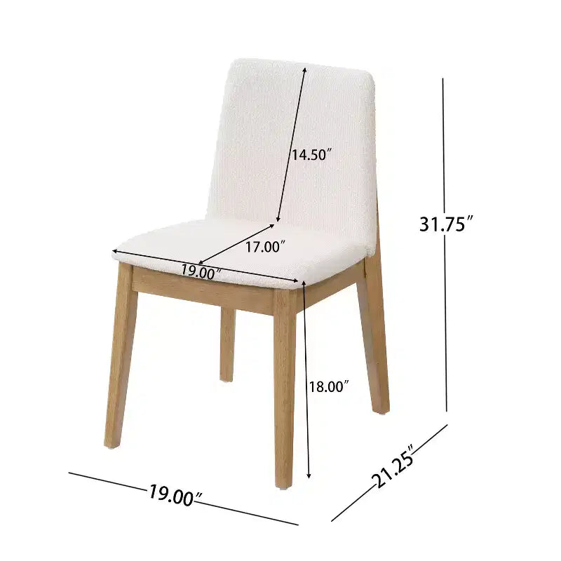 Chaises de salle à manger ModernLuxe, chaises d'appoint sans accoudoirs en bois d'hévéa avec siège rembourré - Lot de 2