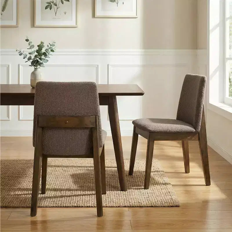 Chaises de salle à manger ModernLuxe, chaises d'appoint sans accoudoirs en bois d'hévéa avec siège rembourré - Lot de 2