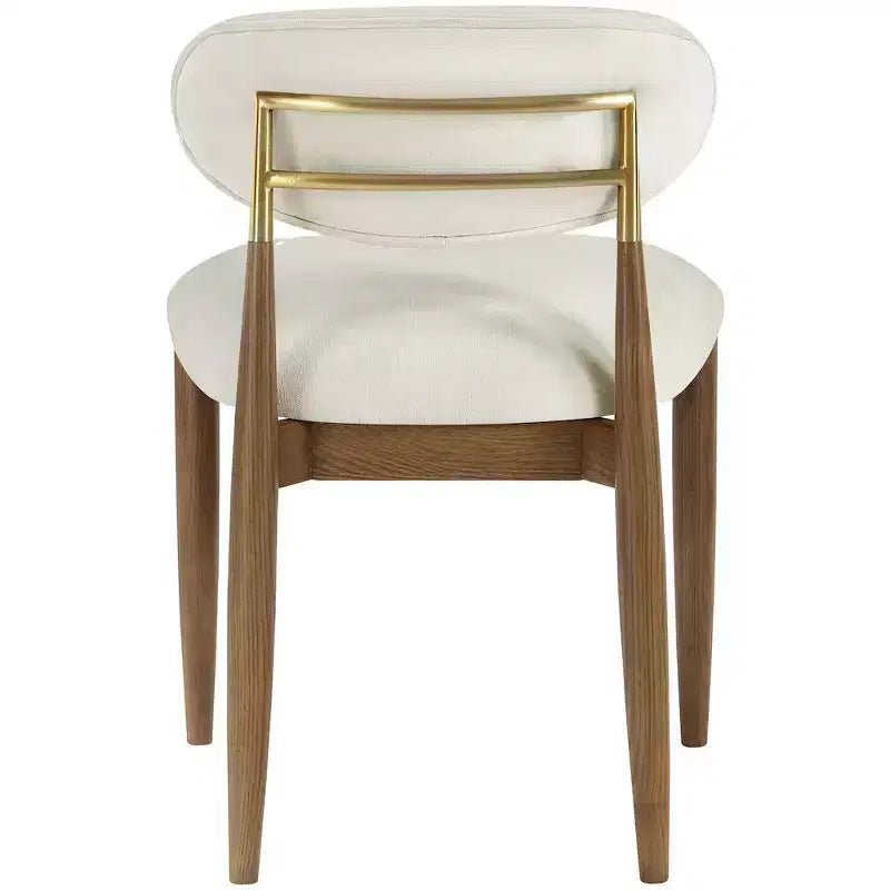 Meridian Furniture Riccio, Chaise de salle à manger latérale rembourrée en tissu performant crème, lot de 2