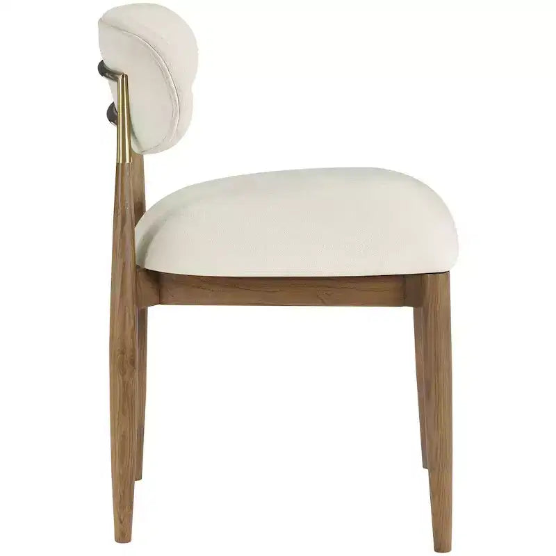 Meridian Furniture Riccio, Chaise de salle à manger latérale rembourrée en tissu performant crème, lot de 2
