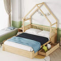 FAMYYT Queen Size Wood Bed?With Guardrail, 2 Drawers, Easy Assembly