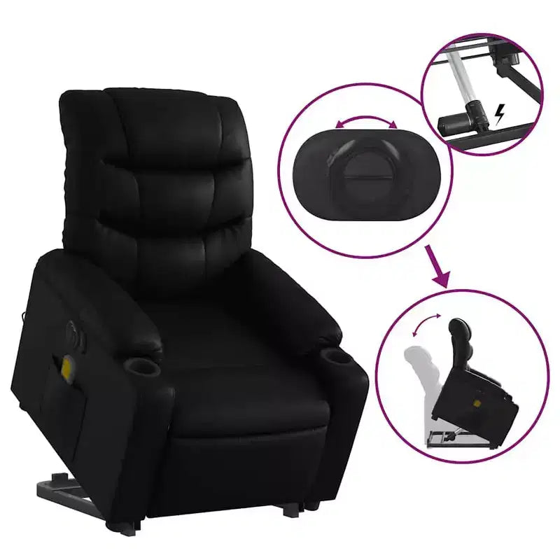 vidaXL Fauteuil inclinable de massage à levier noir