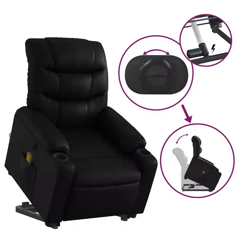 vidaXL Fauteuil inclinable de massage à levier noir