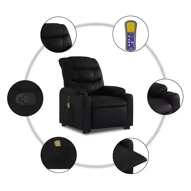 vidaXL Fauteuil inclinable de massage à levier noir