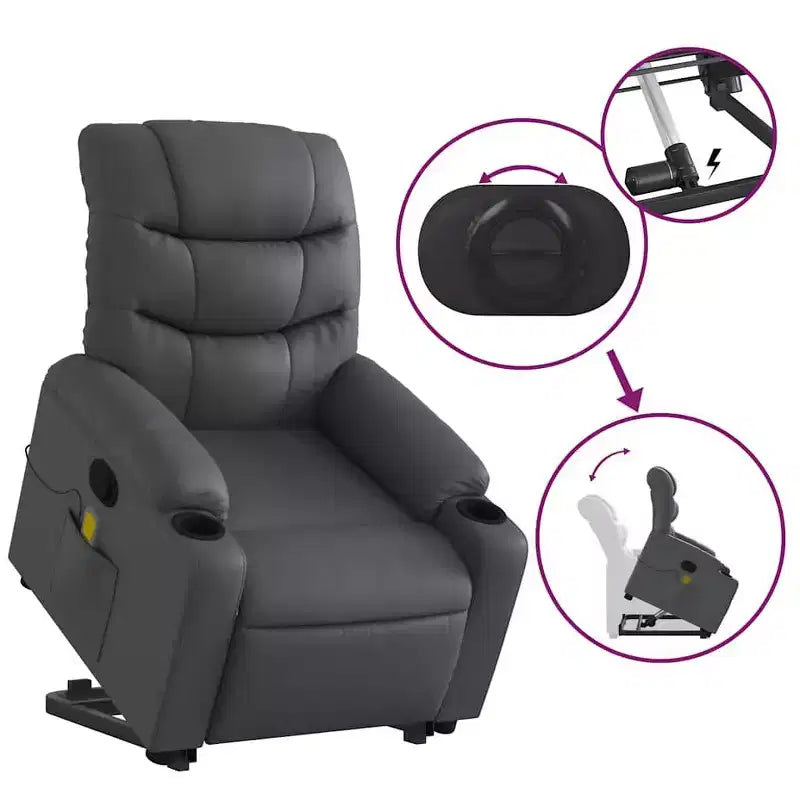 vidaXL Fauteuil inclinable de massage à levier noir