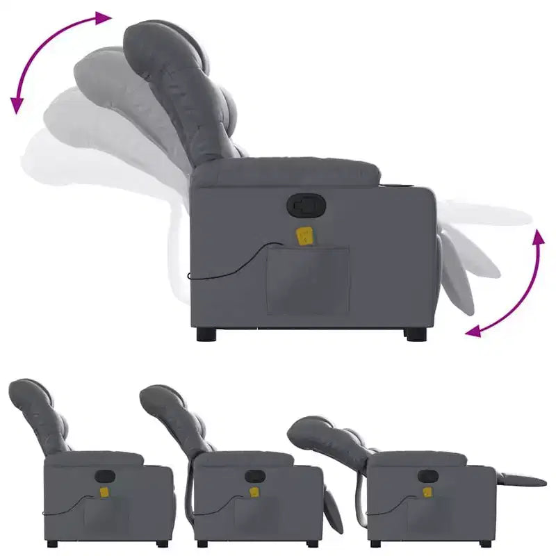 vidaXL Fauteuil inclinable de massage à levier noir