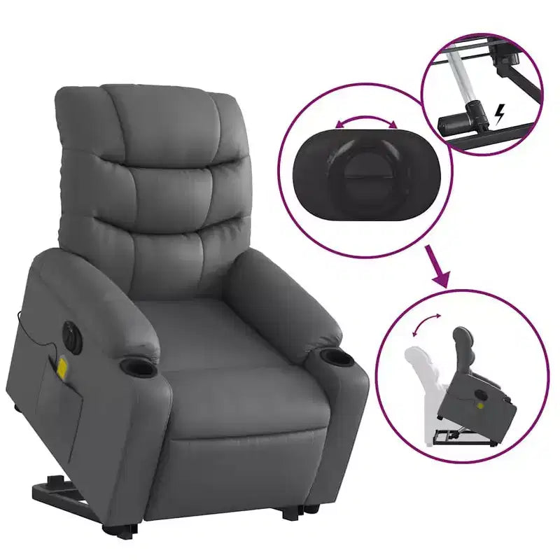 vidaXL Fauteuil inclinable de massage à levier noir