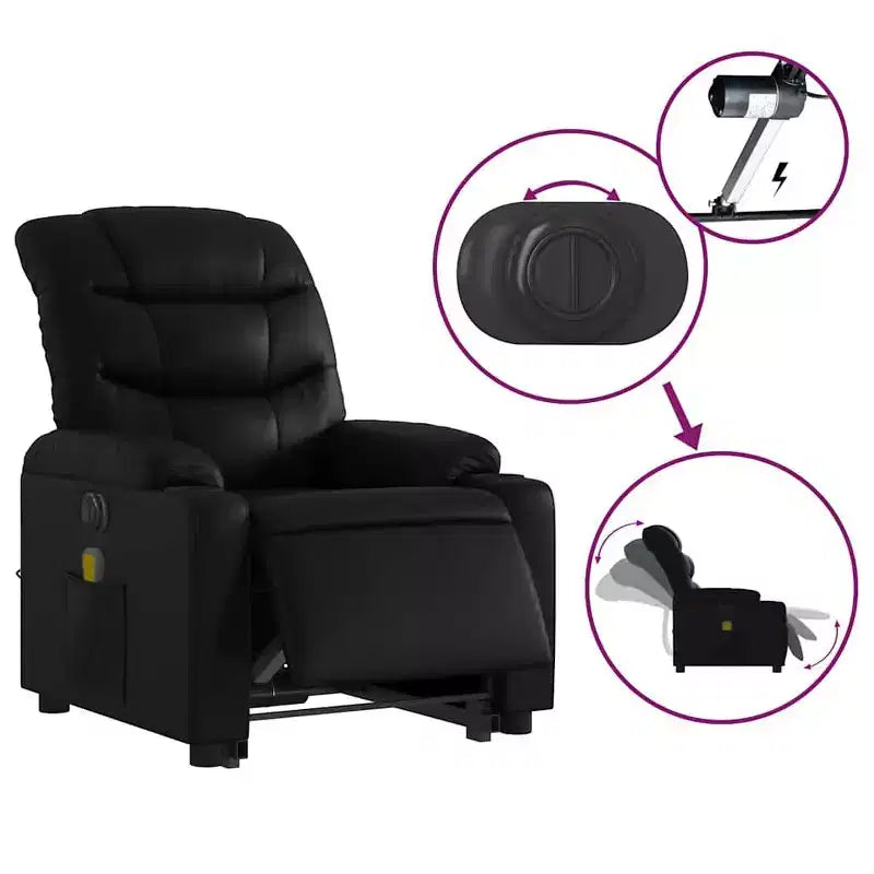 vidaXL Fauteuil inclinable de massage à levier noir