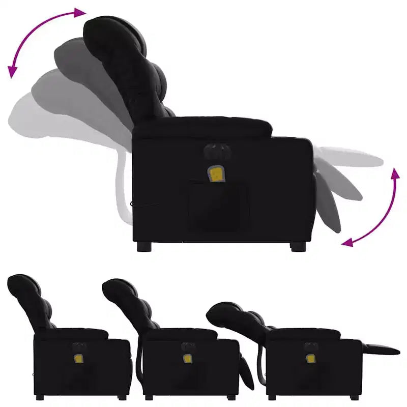 vidaXL Fauteuil inclinable de massage à levier noir