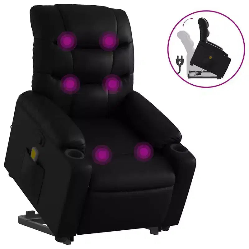 vidaXL Fauteuil inclinable de massage à levier noir