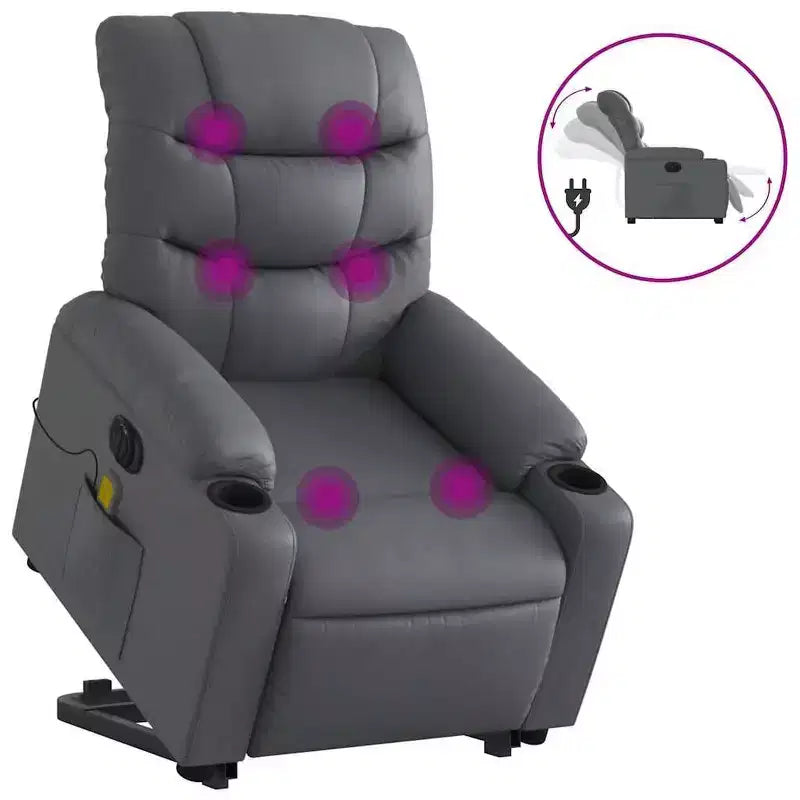 vidaXL Fauteuil inclinable de massage à levier noir