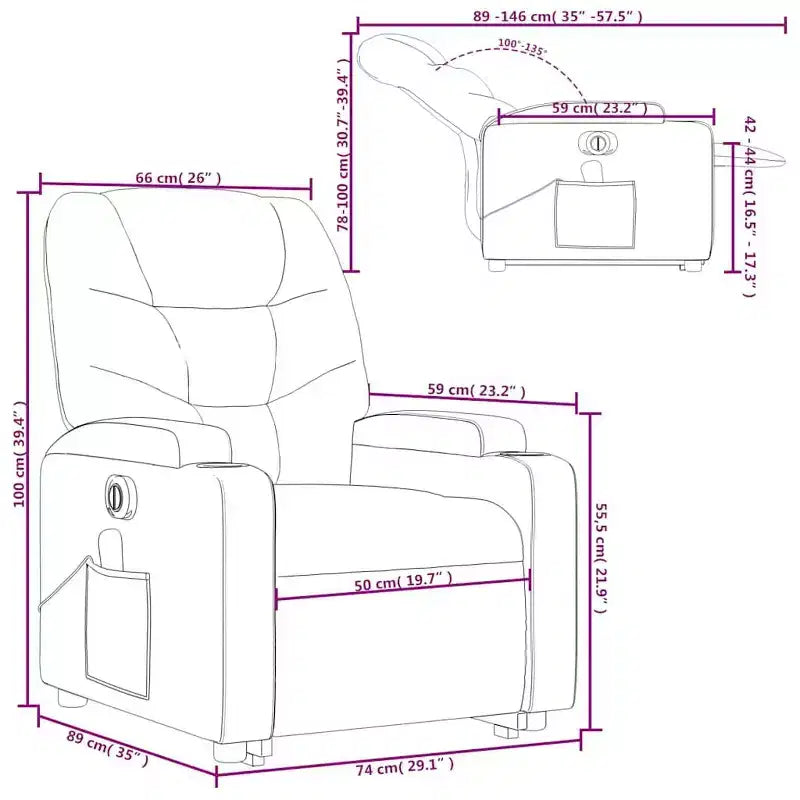 vidaXL Fauteuil inclinable de massage avec fonction releveur Gris clair
