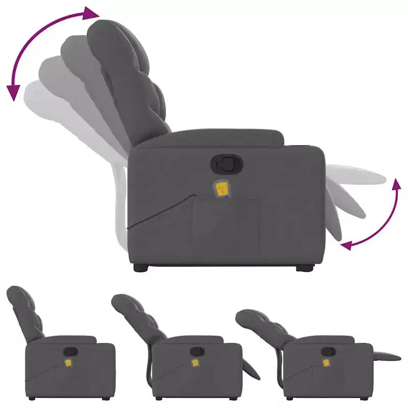 vidaXL Fauteuil inclinable de massage avec fonction releveur Gris clair