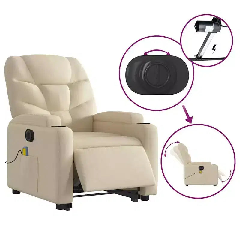 vidaXL Fauteuil inclinable de massage avec fonction releveur Gris clair