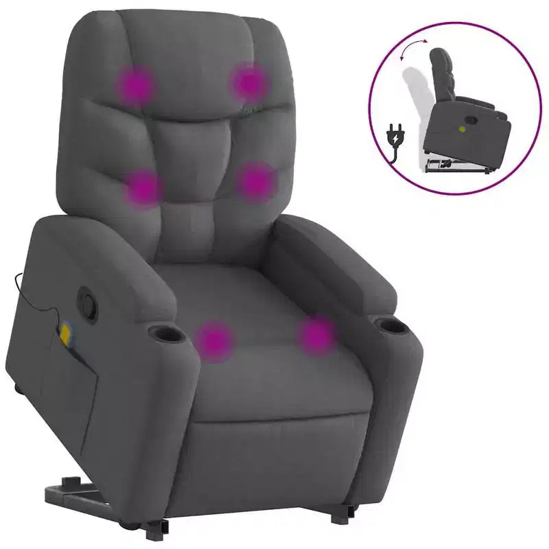 vidaXL Fauteuil inclinable de massage avec fonction releveur Gris clair