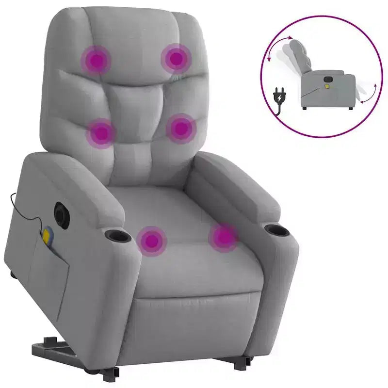 vidaXL Fauteuil inclinable de massage avec fonction releveur Gris clair