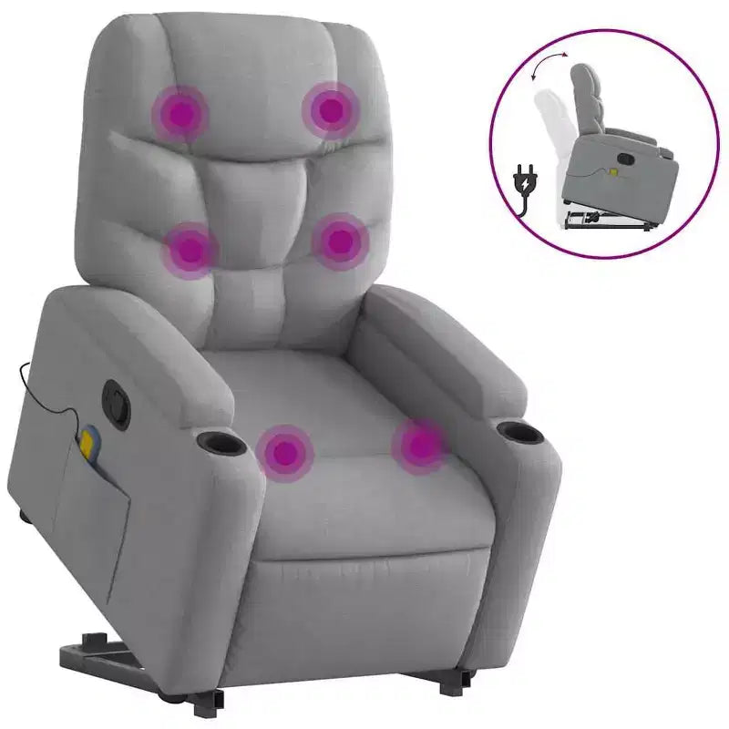 vidaXL Fauteuil inclinable de massage avec fonction releveur Gris clair